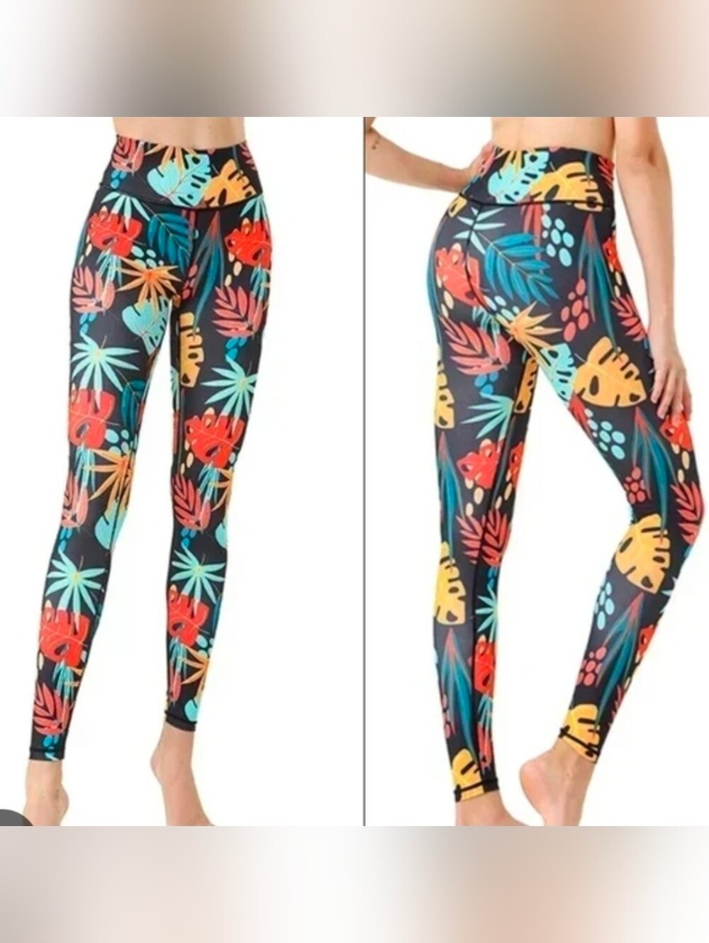 Women Floral High Waist Compression  Leggings Size Medium | NEW
